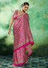 Pink Printed Satin Silk Saree