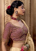 “Exclusive Offer” : Off White Woven Designer Embroidered Silk Saree With Contrast Blouse