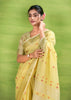 Pastel Yellow Woven Linen Silk Saree