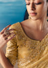 Pastel Yellow Satin Organza Embroidered Saree