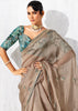 Taupe Grey Embroidered Designer Saree