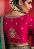 Deep Teal Green Embroidered Soft Silk Saree With Contrast Blouse