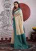 Blue Border Ivory Woven Banarasi Silk Saree