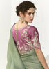 Dusky Green Designer Organza Tissue Silk Saree