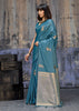 Dusky Blue Woven Banarasi Satin Silk Saree