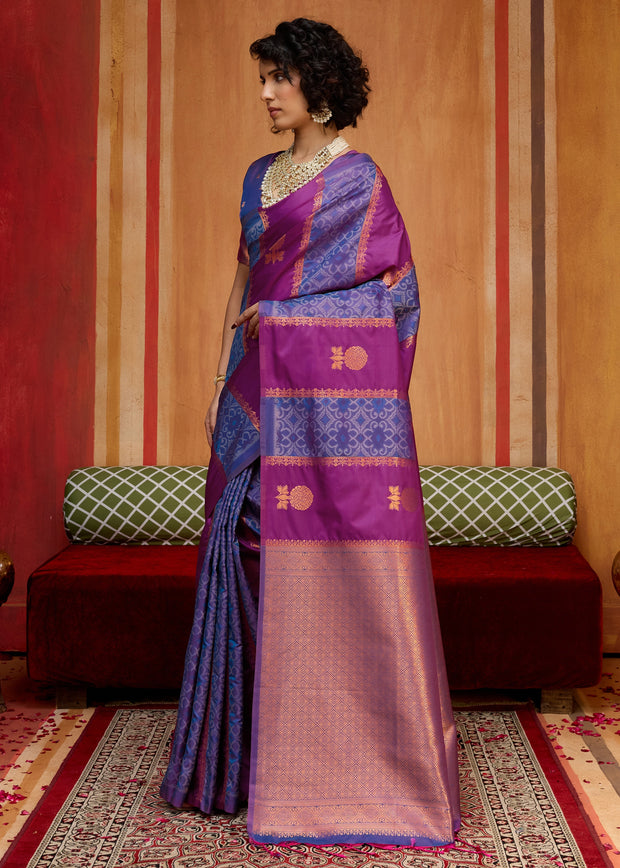 Shades Of Purple Woven Banarasi Silk Saree