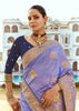 Persian Purple Woven Banarasi Designer Silk Saree With Contrast Blouse