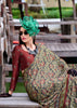 Drizzle Grey Satin Crepe Digital Printed Saga Saree With Contrast Blouse