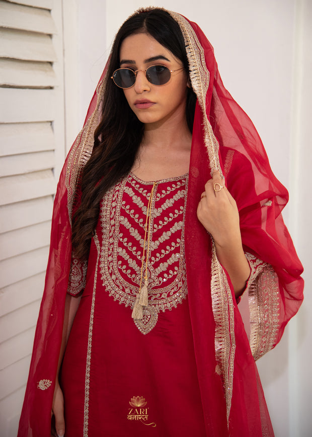 Raspberry Pink Embroidered Suit Set (10702884929729)