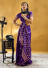 Vibrant Purple Woven Banarasi Satin Silk Saree