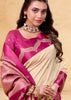 Off White Woven Satin Silk Saree