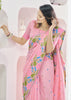 Baby Pink Woven Linen Silk Saree