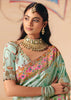 Ice Green Designer Embroidered Saree