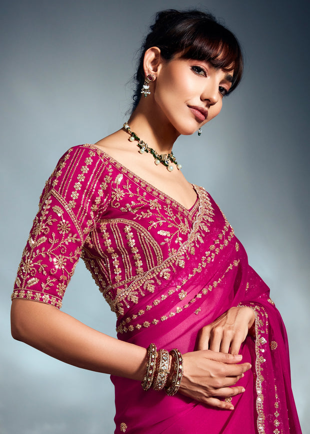 Princess Pink Designer Silk Saree