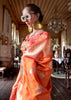 Blazing Orange Dual Tone Woven Banarasi Silk Saree
