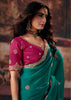 Rama Green Designer Silk Saree With Embroidered Blouse