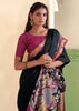Jet Black kalamkari Printed Cotton Silk Saree