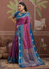 Vivd Purple Woven Tussar Silk Saree