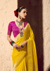 Vibrant Yellow Woven Crepe Georgette Saree
