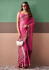 Fuchsia Pink Woven Cotton Silk Saree