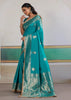 River Blue Woven Banarasi Satin Silk Saree