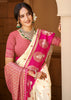Off White & Pink Woven Banarasi SIlk Saree