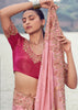 Pink & Peach Woven Embroidered Tissue Organza Saree