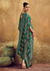 Bottle Green Printed Satin Silk Saree