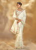 Pearl White Embroidered Georgette Silk Saree