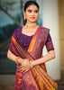 Apricot Orange Dual Tone Woven Banarasi Silk Saree