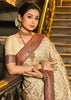 Maroon And Beige Woven Banarasi Brocade Silk Saree With Overall Jaal