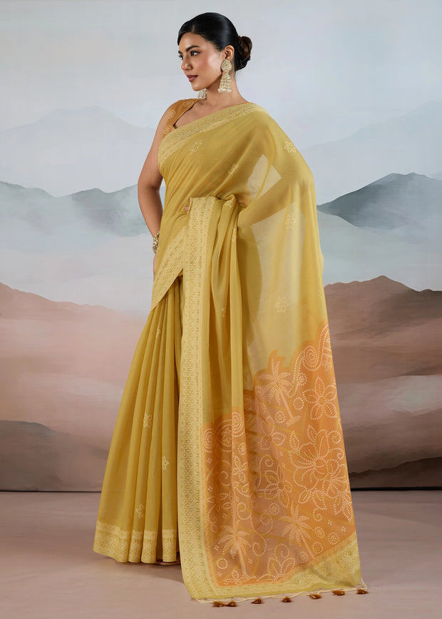 Aurora Yellow Woven Cotton Saree