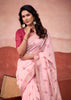 Baby Pink Woven Cotton Silk Saree