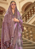Vintage Purple Printed Satin Silk Saree