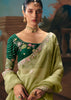 Kiwi Green Embroidered Designer Saree