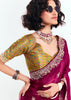 Beet Red Designer Embroidered Tissue Saree