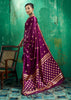 Plum Purple Woven Banarasi Satin Silk Saree