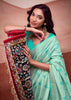 Aqua Green Woven Cotton Silk Saree