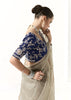 Powder Grey Designer Organza Tissue Silk Saree