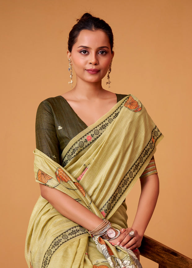 Lily Green Woven Cotton Saree