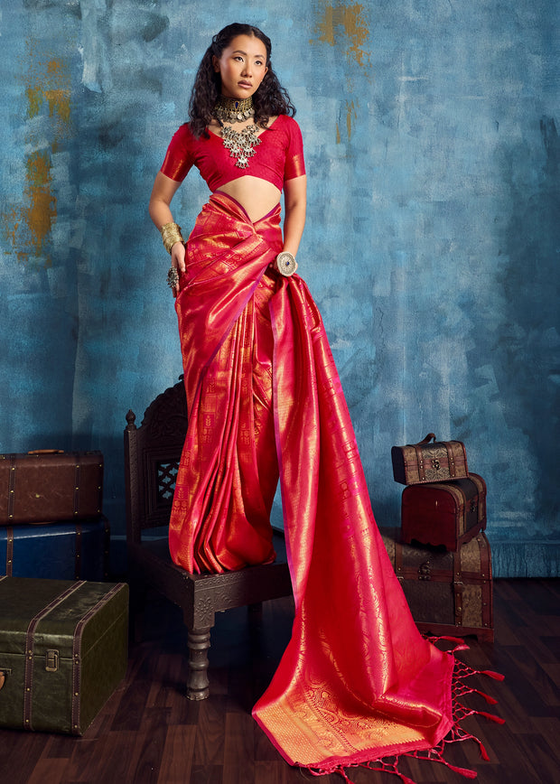 Aurora Red Banarasi Silk Saree