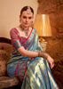 Shiny Blue Woven Banarasi Tissue Silk Saree