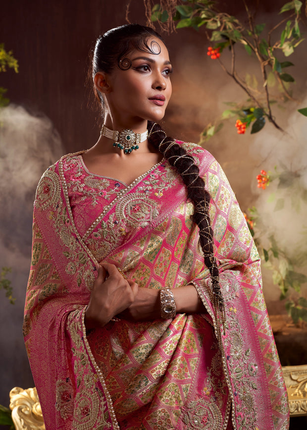 Blush Pink Embroidered Designer Saree