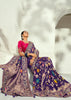 Purple Embroidered Georgette Bandhej Saree