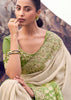 Green & Cream Woven Embroidered Tissue Silk Saree