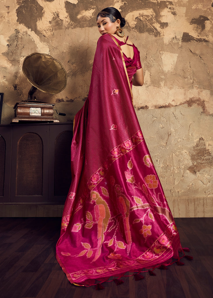Wine Purple Woven silk saree