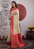Red Border Ivory Woven Banarasi Silk Saree