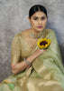 Pistachio Green Woven Cotton Saree