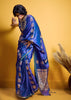 Twilight Blue Banarasi Satin Silk Saree