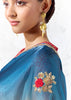 Multicolor Designer Organza Silk Saree With Printed Blouse